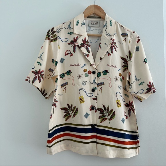 NWOT Scotch and soda border print camp shirt sz 34 - Picture 4 of 6
